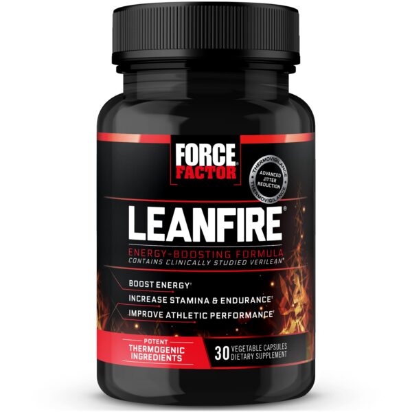 Force Factor LeanFire tabletas pre entreno frasco negro