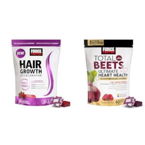 Force Factor masticables sabor bayas para crecimiento capilar y corazón