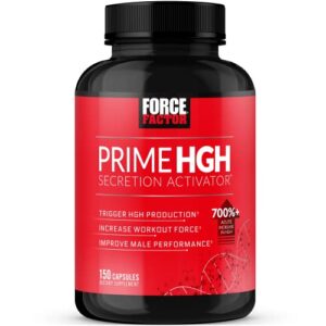 Suplemento Force Factor Prime HGH en caja negra con 150 cápsulas