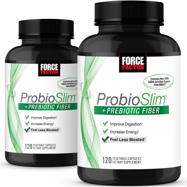 Force Factor ProbioSlim + Fibra prebiótica 120 cápsulas 2 paquetes