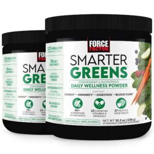 Version 1.0.0 Paquete de 2 Force Factor Smarter Greens Polvo Bienestar Diario