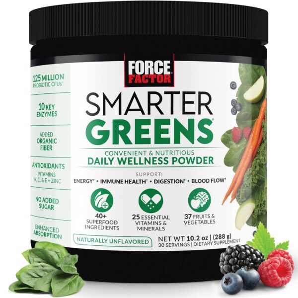 Force Factor Smarter Greens polvo superalimentos 30 porciones