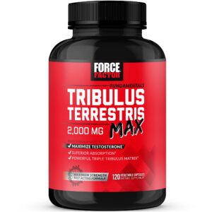Force Factor Tribulus Terrestris Max frasco rojo 120 cápsulas