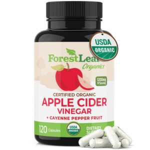 Envase ForestLeaf cápsulas orgánicas de vinagre de sidra de manzana 1200mg