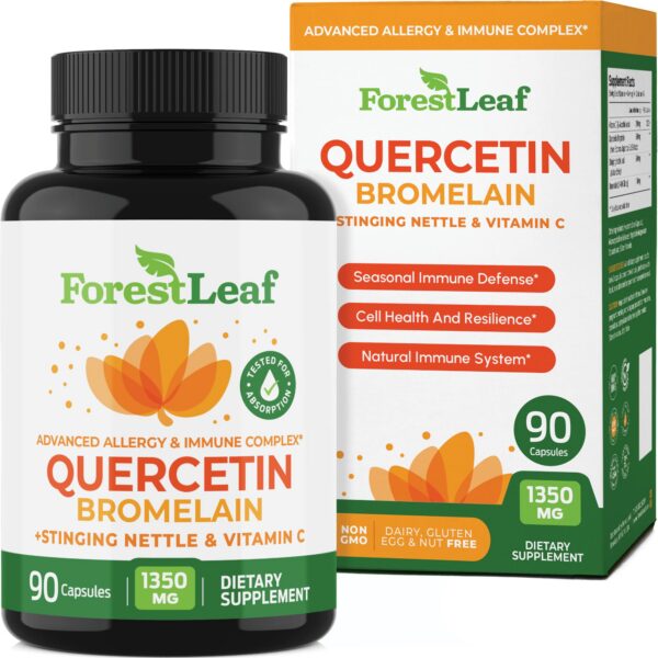 Frente del envase ForestLeaf Quercetina Bromelina 1350 mg