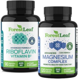 Frente del frasco ForestLeaf Riboflavin y Magnesio