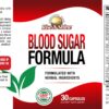 Caja y frasco de fórmula para azúcar en sangre con ingredientes naturales
