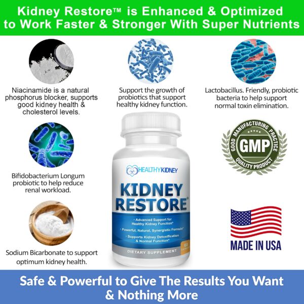 Suplemento de Kidney Restore con probióticos y nutrientes para riñones