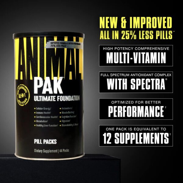 Fórmula completa de Animal Pak con 12 productos esenciales