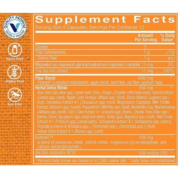 Detalle fórmula detox con probióticos y electrolitos