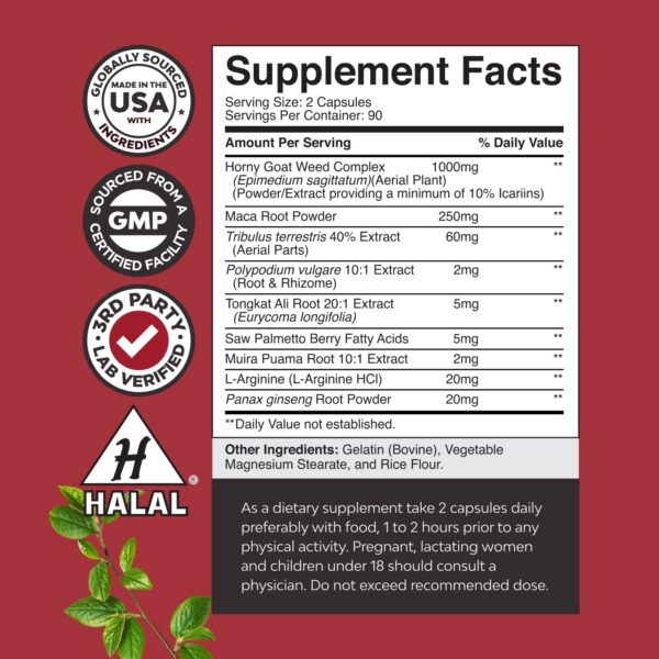 Fórmula extra fuerte con tongkat ali y saw palmetto para hombres