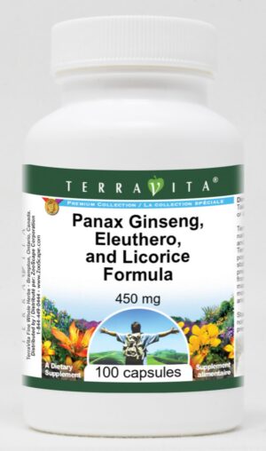 Version 1.0.0 Fórmula Panax Ginseng Eleuthero Regaliz 100 cápsulas TerraVita