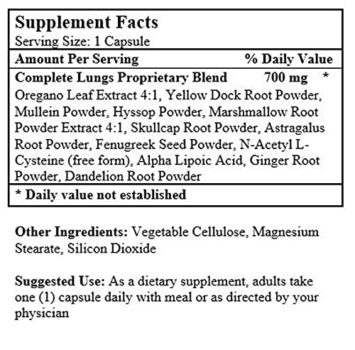 Fórmula Pulmonar Nu-Health envase lateral 60 cápsulas vegetales