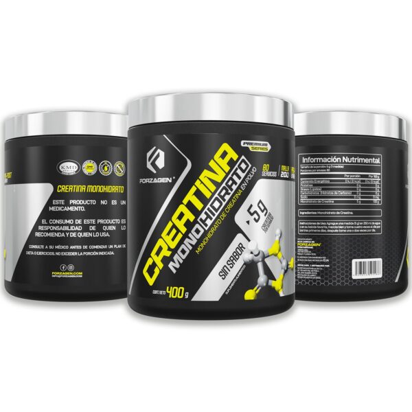Frasco Forzagen Creatine Monohydrate sobre fondo blanco