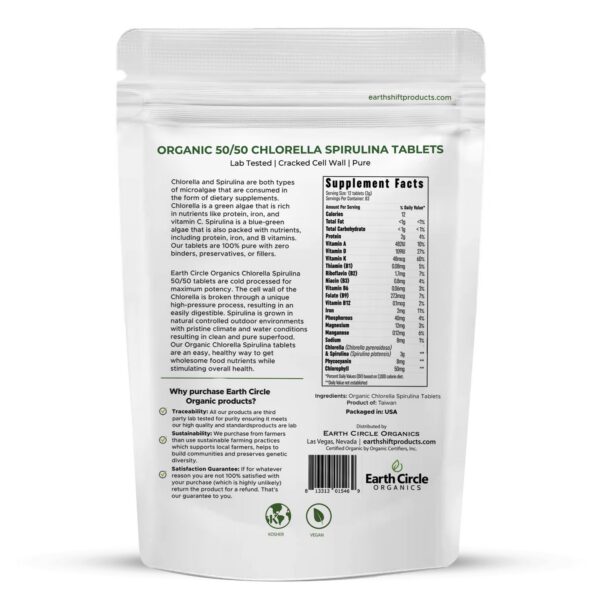 Frasco con 1000 tabletas naturales de Spirulina y Chlorella