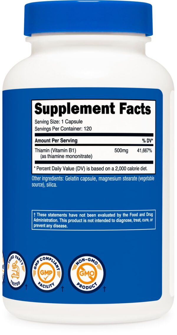 Frasco con 120 cápsulas vitamina B1 Nutricost