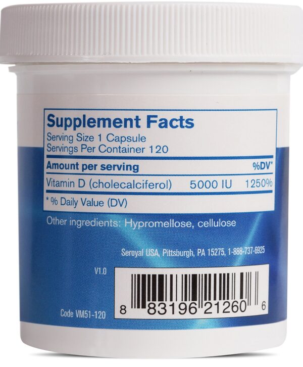 Frasco de 120 cápsulas de vitamina D Pharmax