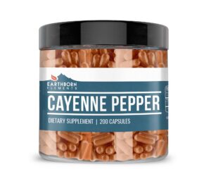 Frasco de 200 cápsulas de pimienta de cayena Earthborn Elements