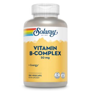 Frasco de 250 cápsulas vitamina B complejo Solaray veganas
