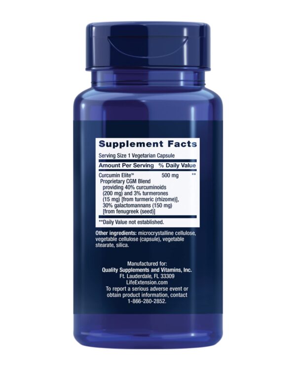 Frasco con 30 cápsulas de extracto de cúrcuma Curcumin Elite