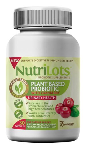 Frasco de 30 cápsulas de polvo de arándano rojo NutriLots