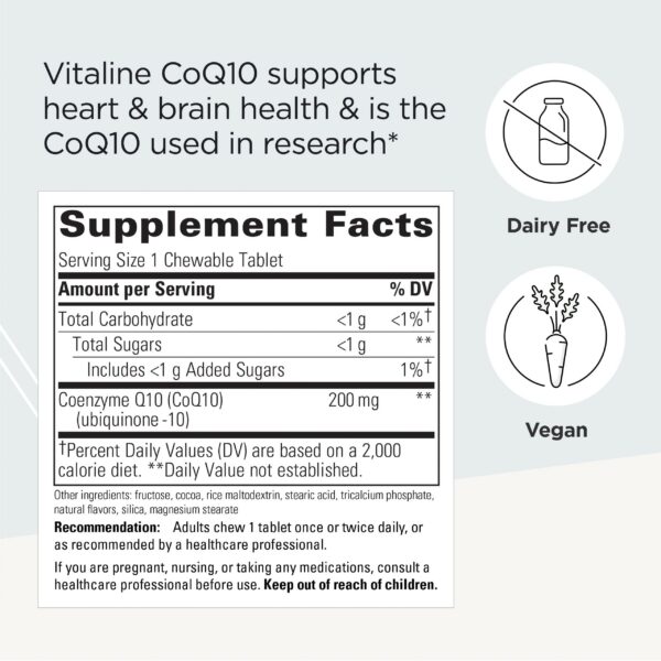 Frasco 30 tabletas masticables CoQ10 sabor chocolate