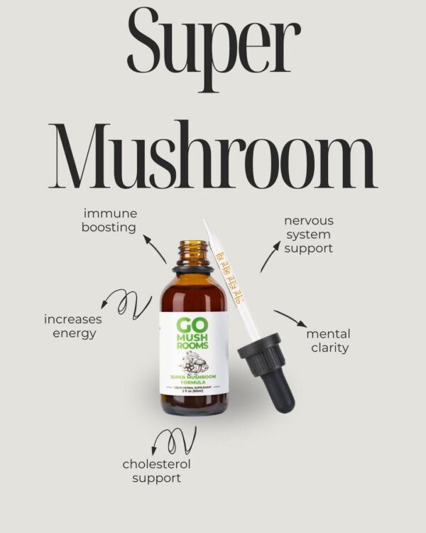 Frasco con 60 porciones tintura hongos para estrés y nervios