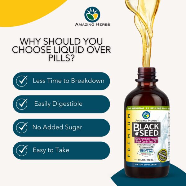 Frasco de 8 fl oz de aceite de semilla negra Amazing Herbs