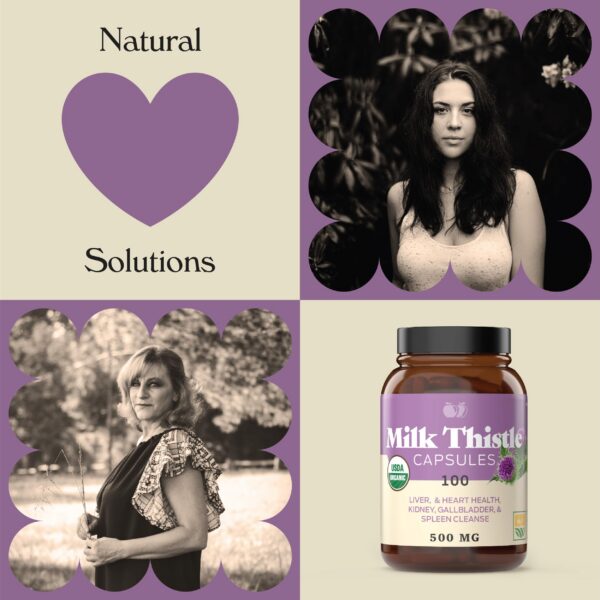 Frasco abierto cápsulas de cardo mariano 500 mg Complete Natural Products