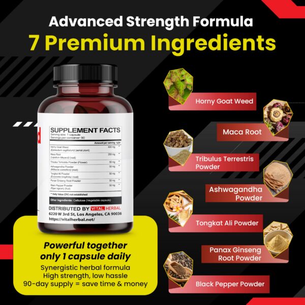 Frasco abierto cápsulas Vital Herbal Horny Goat Weed