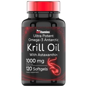 Frasco de aceite de krill antártico 1000 mg con etiqueta