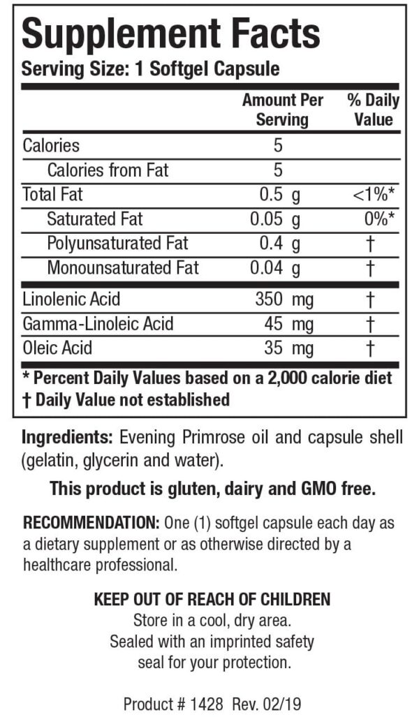 Frasco de aceite de onagra Biotics Research 100 cápsulas