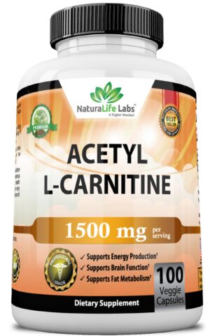 Version 1.0.0 Frasco de Acetil L-Carnitina 1500 mg NaturaLife Labs 100 cápsulas vegetales