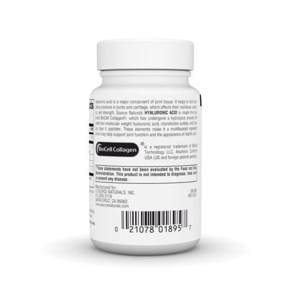 Frasco de ácido hialurónico Source Naturals en estuche