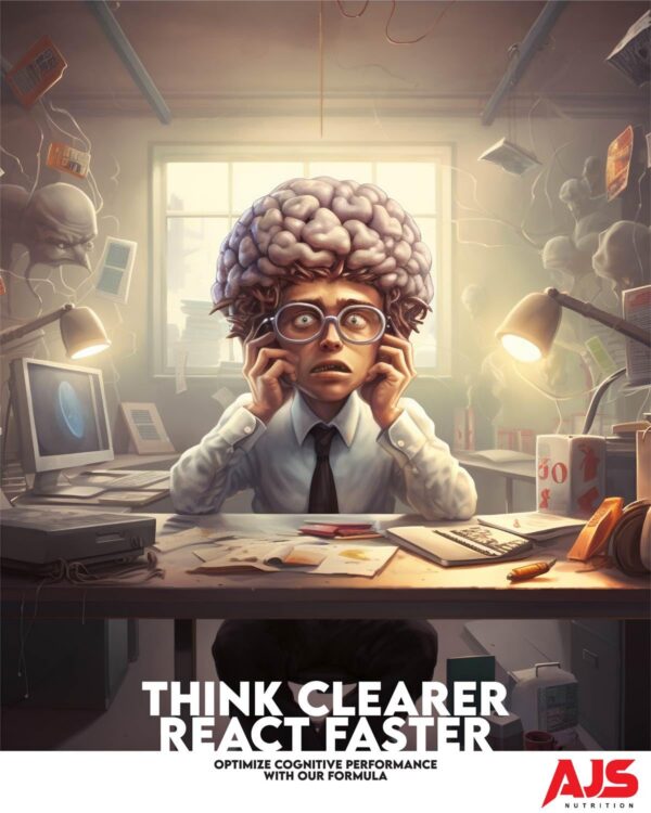 Frasco AJS Nutrition 90 cápsulas nootrópico cerebral