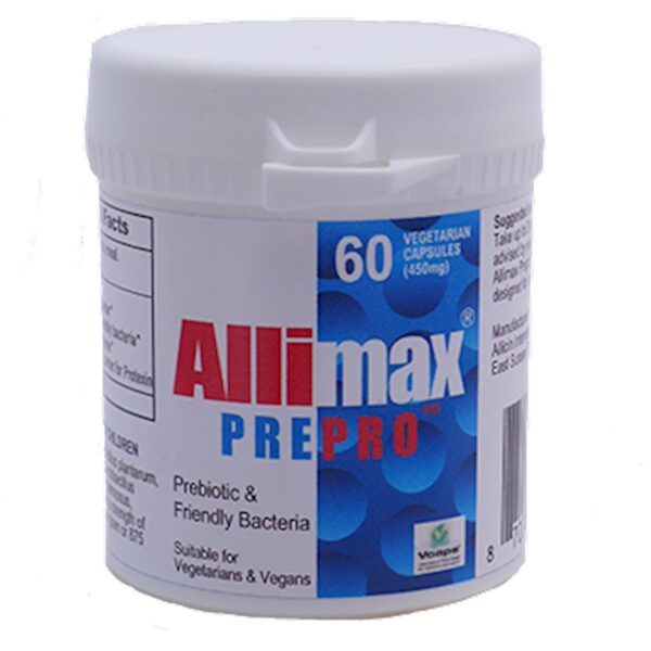 Version 1.0.0 Frasco ALLIMAX Pre Pro 60 cápsulas complemento digestivo
