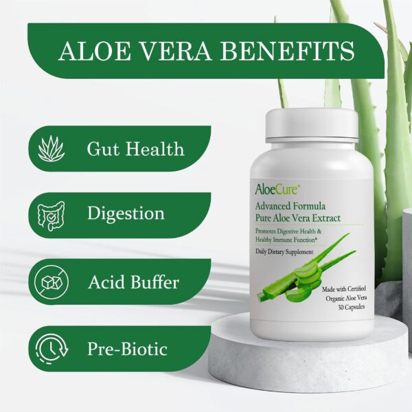 Frasco de AloeCure aloe vera pura para apoyo digestivo e inmune