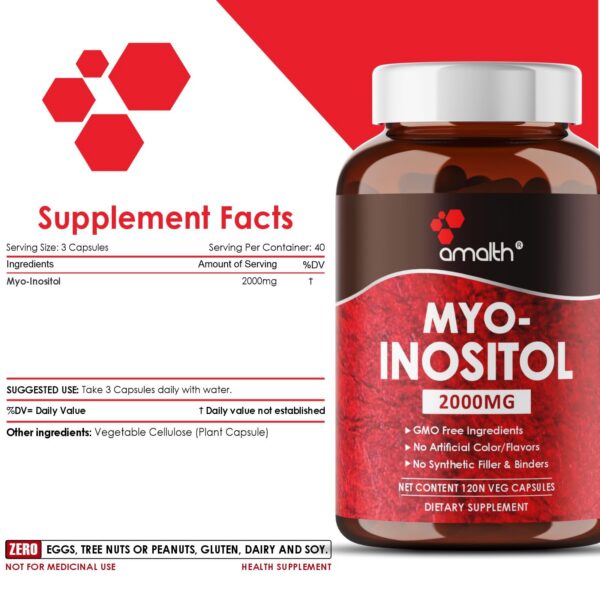 Frasco AMALTH myo-inositol 120 cápsulas suplemento hormonal