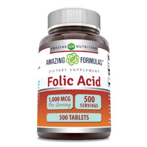 Version 1.0.0 Frasco Amazing Formulas Ácido Fólico 1000 mcg 500 tabletas