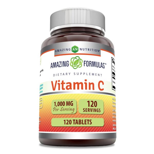 Frasco de Amazing Formulas Vitamina C 1000 mg 120 tabletas