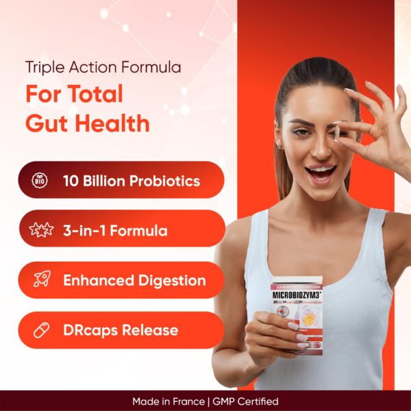 Version 1.0.0 Frasco ámbar ERIC FAVRE Microbiozym3 probióticos carnet