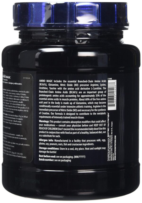 Vista lateral del frasco Amino Magic