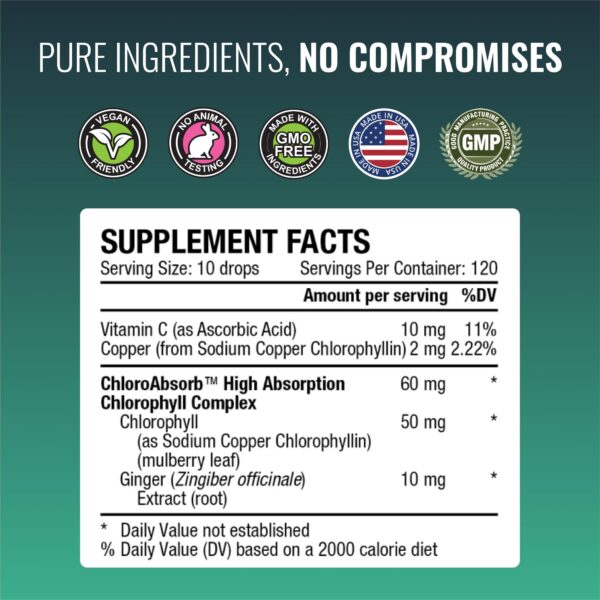 Frasco Approved Science clorofila líquida con gotas