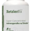 Frasco de Ashwagandha RetzlerRx con Shoden 60 cápsulas