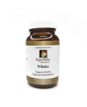 Frasco AyurBest suplemento herbal Trikatu 500mg 90 cápsulas