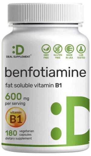 Frasco Benfotiamina 600mg 180 cápsulas vegetales