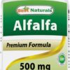 Frasco Best Naturals alfalfa 500 mg 180 cápsulas superalimento verde