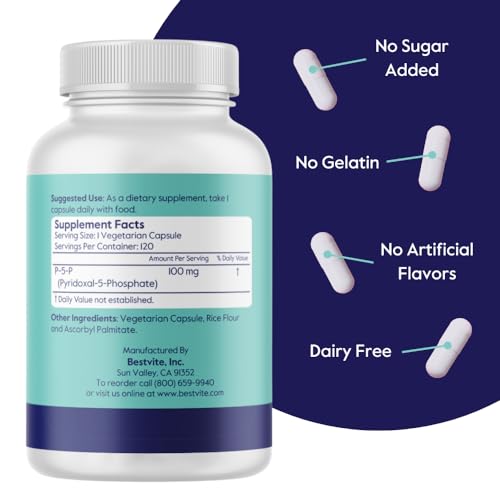 Frasco BESTVITE P-5-P 100mg vitamina B6 activa