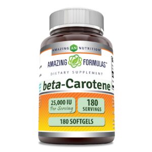 Frasco suplemento Beta-Caroteno Amazing Formulas 180 softgels