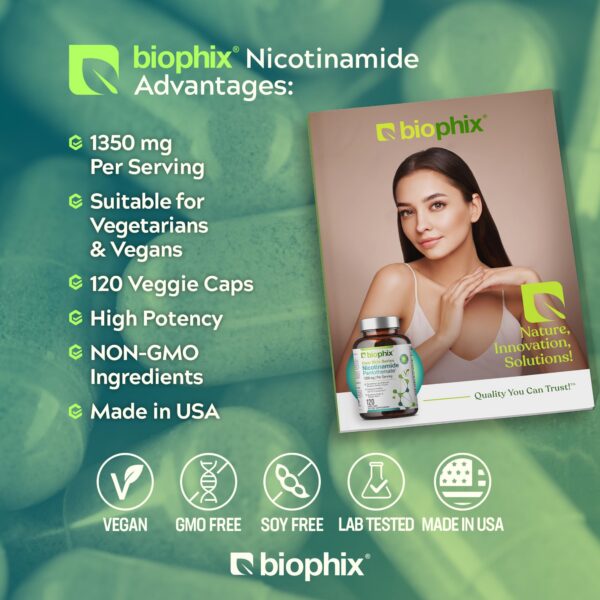 Frasco biophix B-3 nicotinamida cápsulas vegetales 120